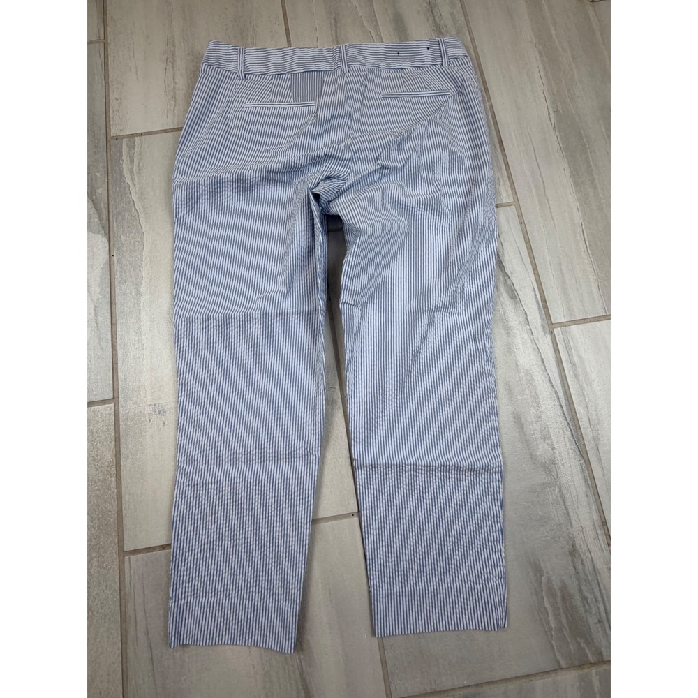 J.Crew Womens Blue White Seersucker Striped Cropped Pants Size 10 F1428 Preppy - Picture 8 of 9
